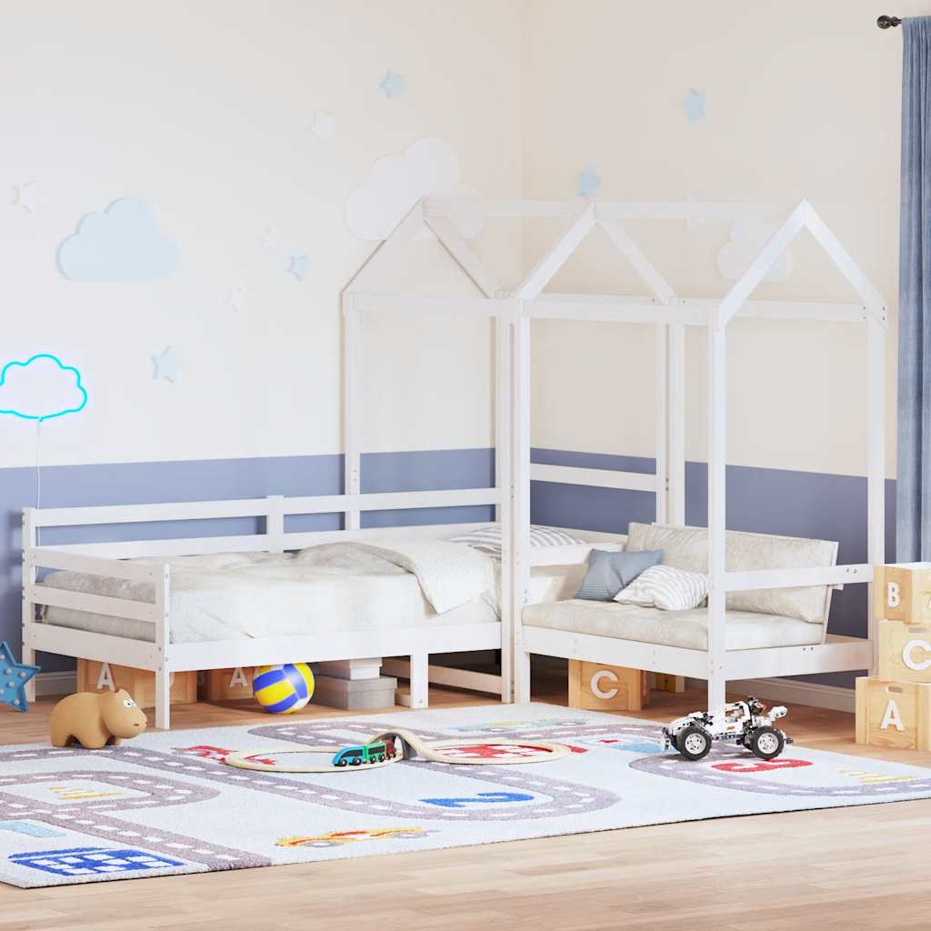 vidaXL Day Bed and Bench Set with Roof without Mattress White 80x200 cm