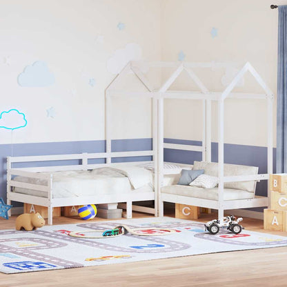 vidaXL Day Bed and Bench Set with Roof without Mattress White 80x200 cm