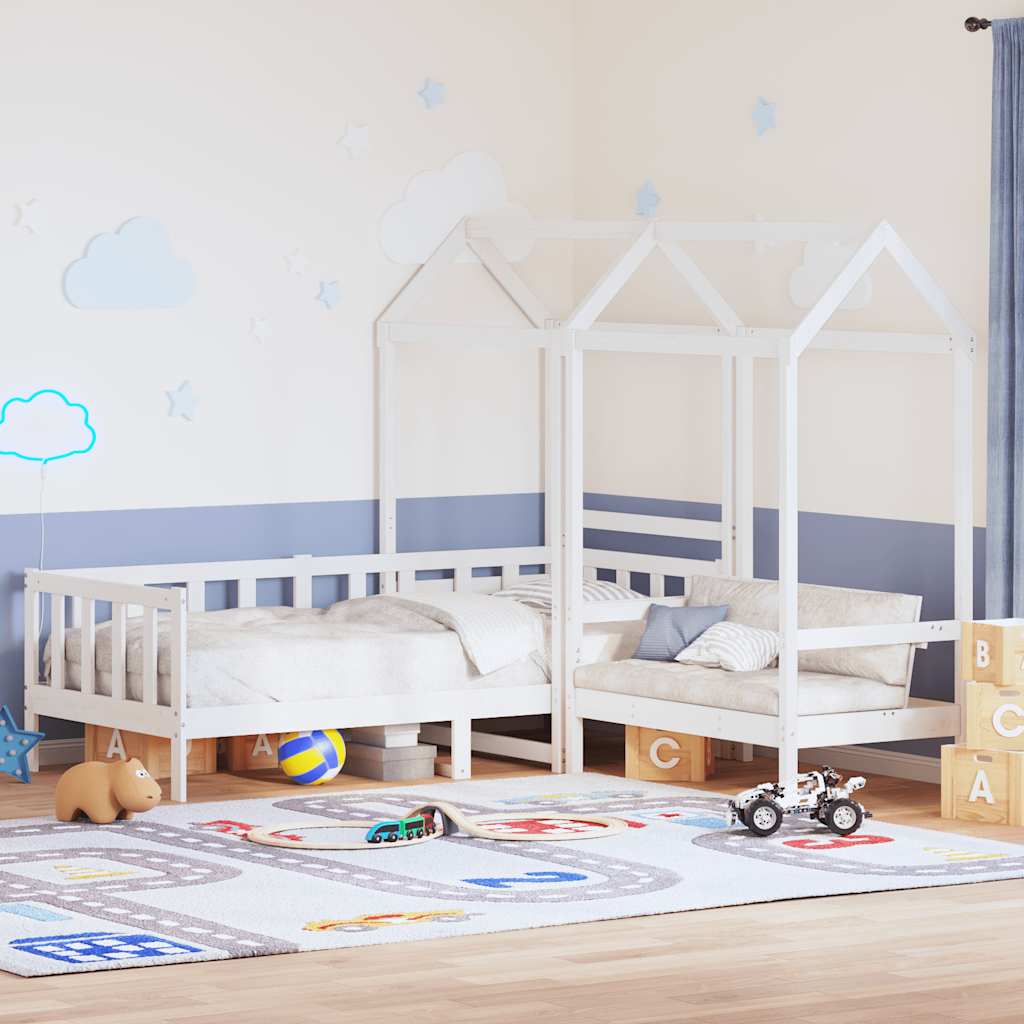 vidaXL Day Bed and Bench Set with Roof without Mattress White 80x200 cm