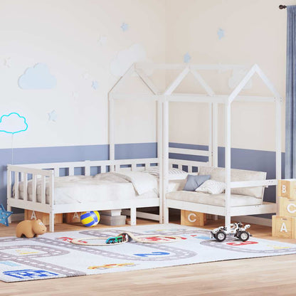 vidaXL Day Bed and Bench Set with Roof without Mattress White 80x200 cm