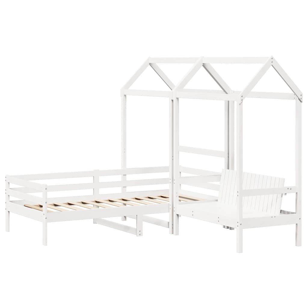 vidaXL Day Bed and Bench Set with Roof without Mattress White 80x200 cm
