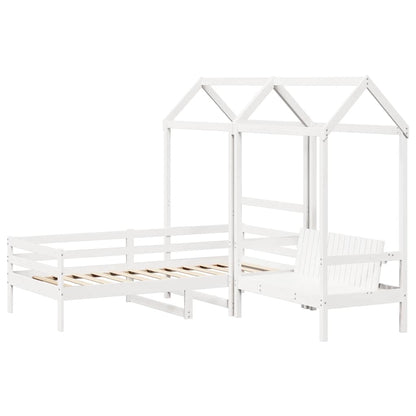 vidaXL Day Bed and Bench Set with Roof without Mattress White 80x200 cm