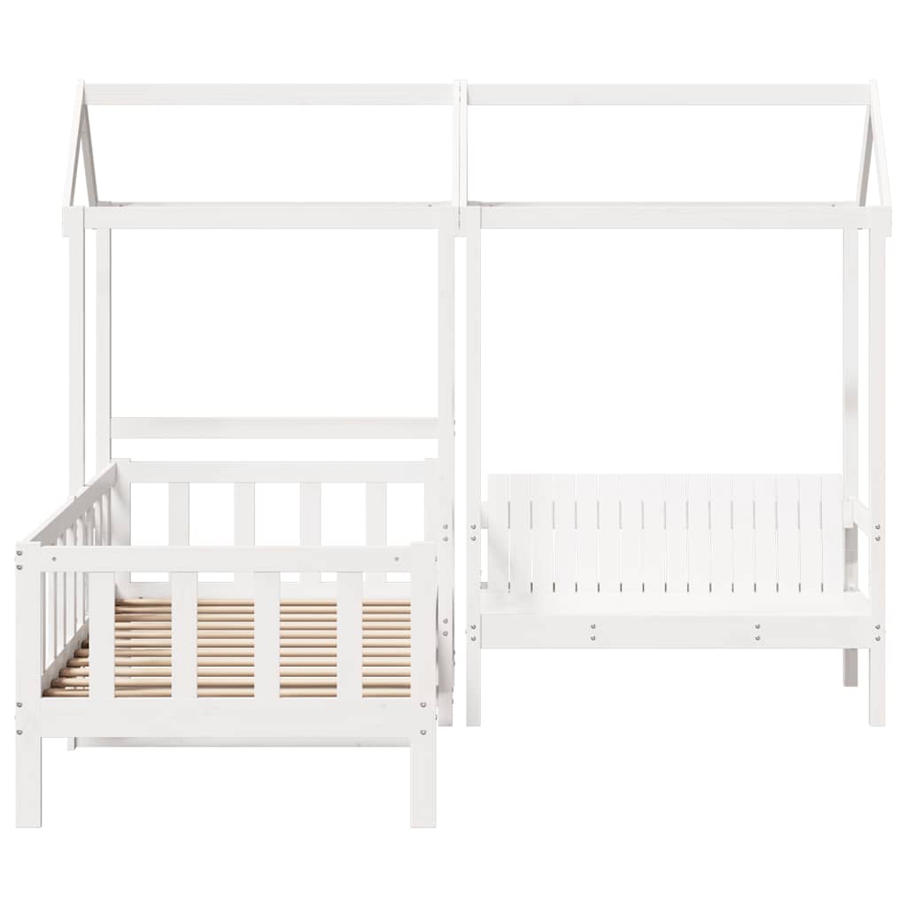 vidaXL Day Bed and Bench Set with Roof without Mattress White 80x200 cm