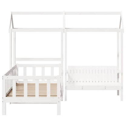 vidaXL Day Bed and Bench Set with Roof without Mattress White 80x200 cm