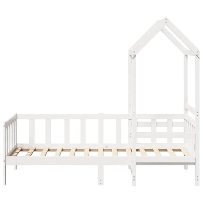 vidaXL Day Bed and Bench Set with Roof without Mattress White 80x200 cm