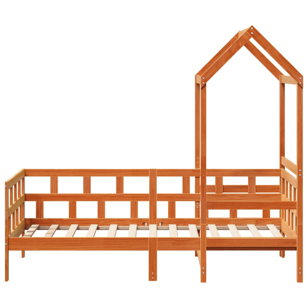 vidaXL Day Bed with Roof without Mattress Wax Brown 90x200 cm Solid Wood