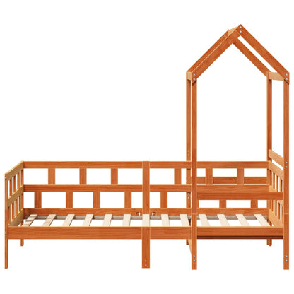 vidaXL Day Bed with Roof without Mattress Wax Brown 90x200 cm Solid Wood