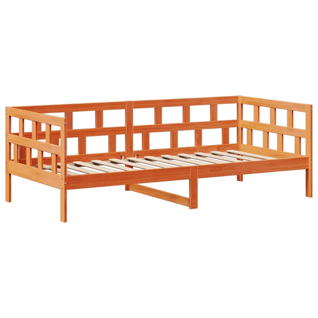 vidaXL Day Bed with Roof without Mattress Wax Brown 90x200 cm Solid Wood