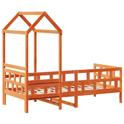 vidaXL Day Bed with Roof without Mattress Wax Brown 90x200 cm Solid Wood