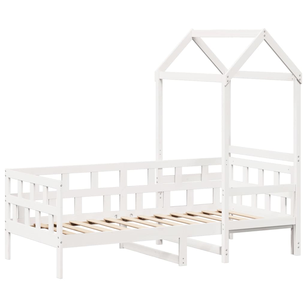vidaXL Day Bed with Roof without Mattress White 80x200 cm Solid Wood