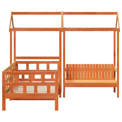 vidaXL Day Bed Set with Roof without Mattress Wax Brown 90x200 cm