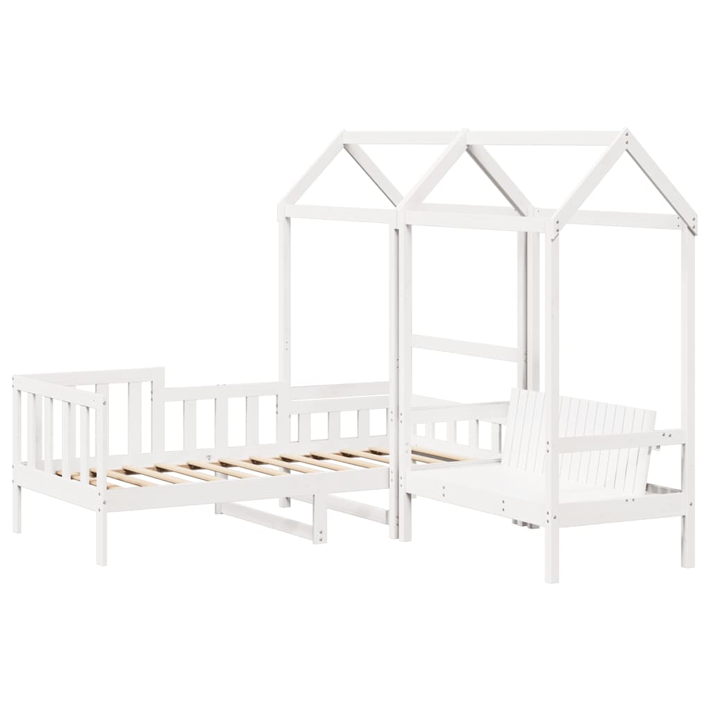 vidaXL Day Bed and Bench Set with Roof without Mattress White 80x200 cm