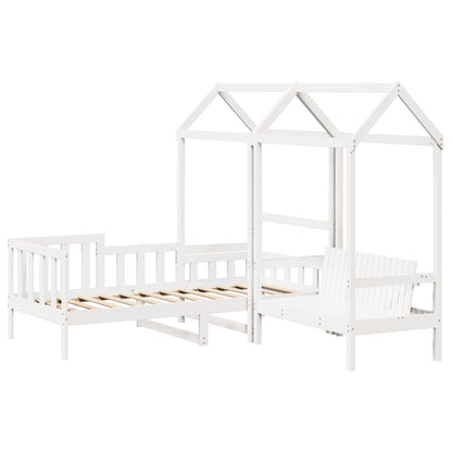 vidaXL Day Bed and Bench Set with Roof without Mattress White 80x200 cm
