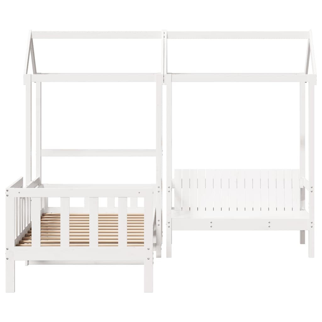 vidaXL Day Bed and Bench Set with Roof without Mattress White 80x200 cm