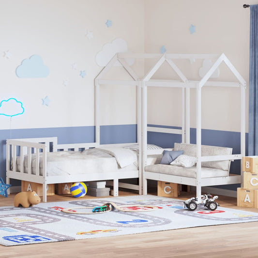 vidaXL Day Bed and Bench Set with Roof without Mattress White 80x200 cm