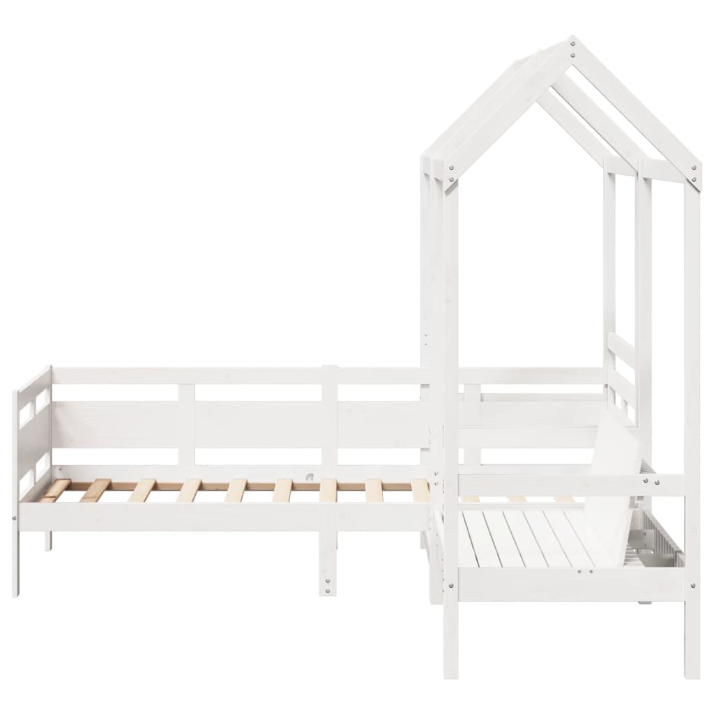 vidaXL Day Bed and Bench Set with Roof without Mattress White 80x200 cm
