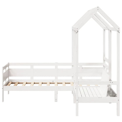 vidaXL Day Bed and Bench Set with Roof without Mattress White 80x200 cm