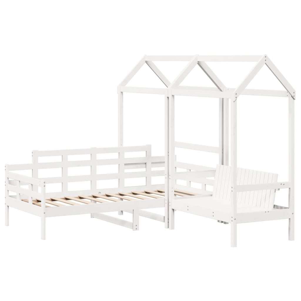 vidaXL Day Bed and Bench Set with Roof without Mattress White 80x200 cm