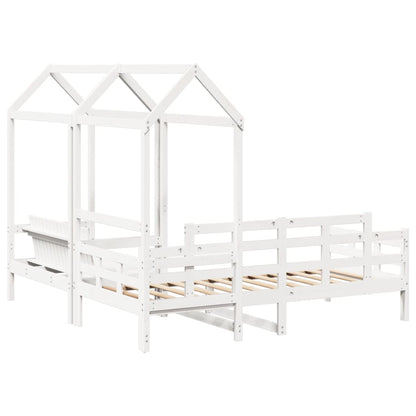 vidaXL Day Bed and Bench Set with Roof without Mattress White 80x200 cm