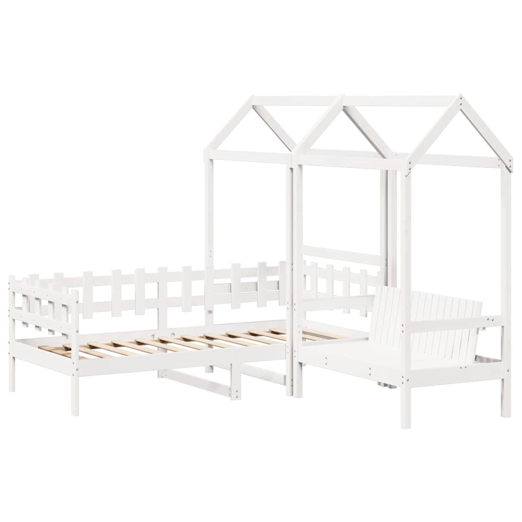 vidaXL Day Bed and Bench Set with Roof without Mattress White 80x200 cm