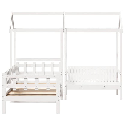 vidaXL Day Bed and Bench Set with Roof without Mattress White 80x200cm
