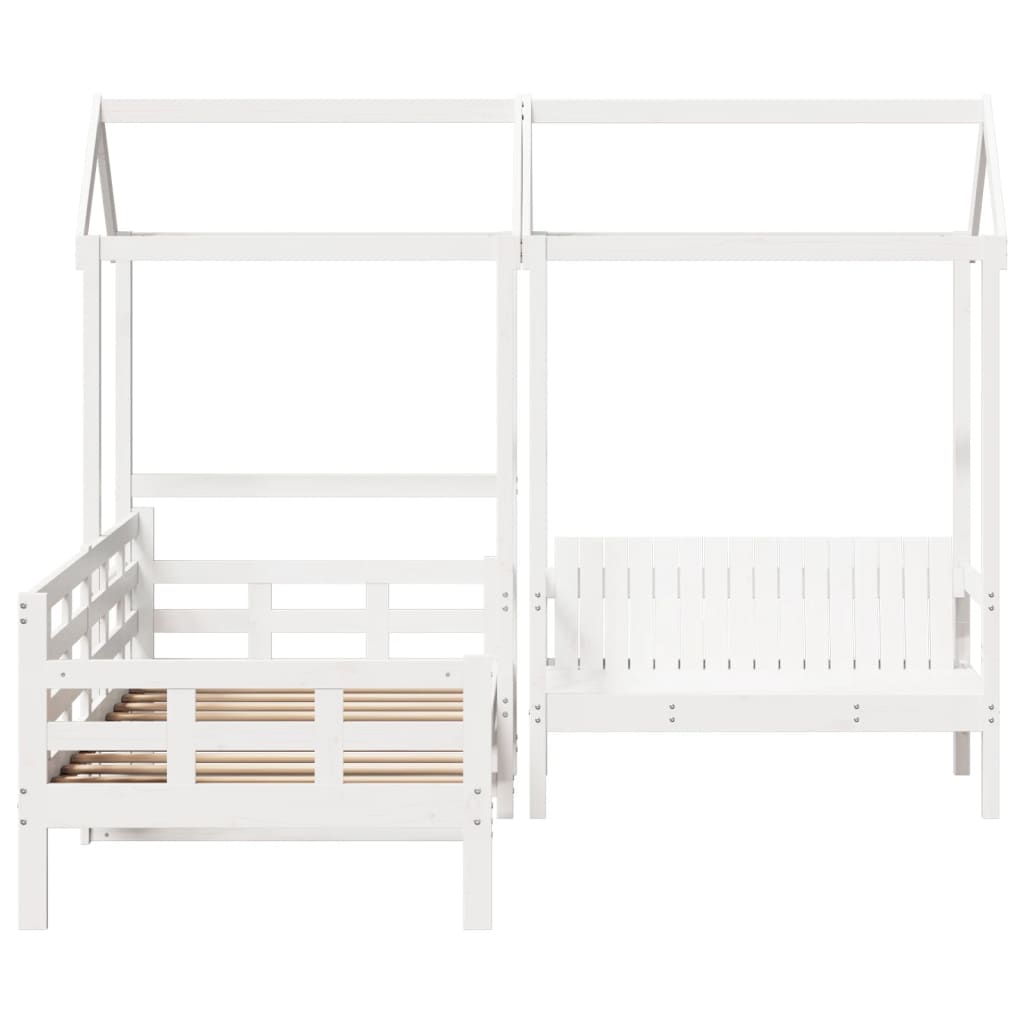vidaXL Day Bed and Bench Set with Roof without Mattress White 80x200 cm