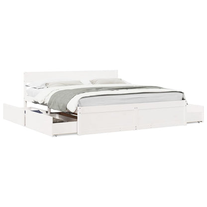 vidaXL Bed Frame without Mattress White 200x200 cm Solid Wood Pine
