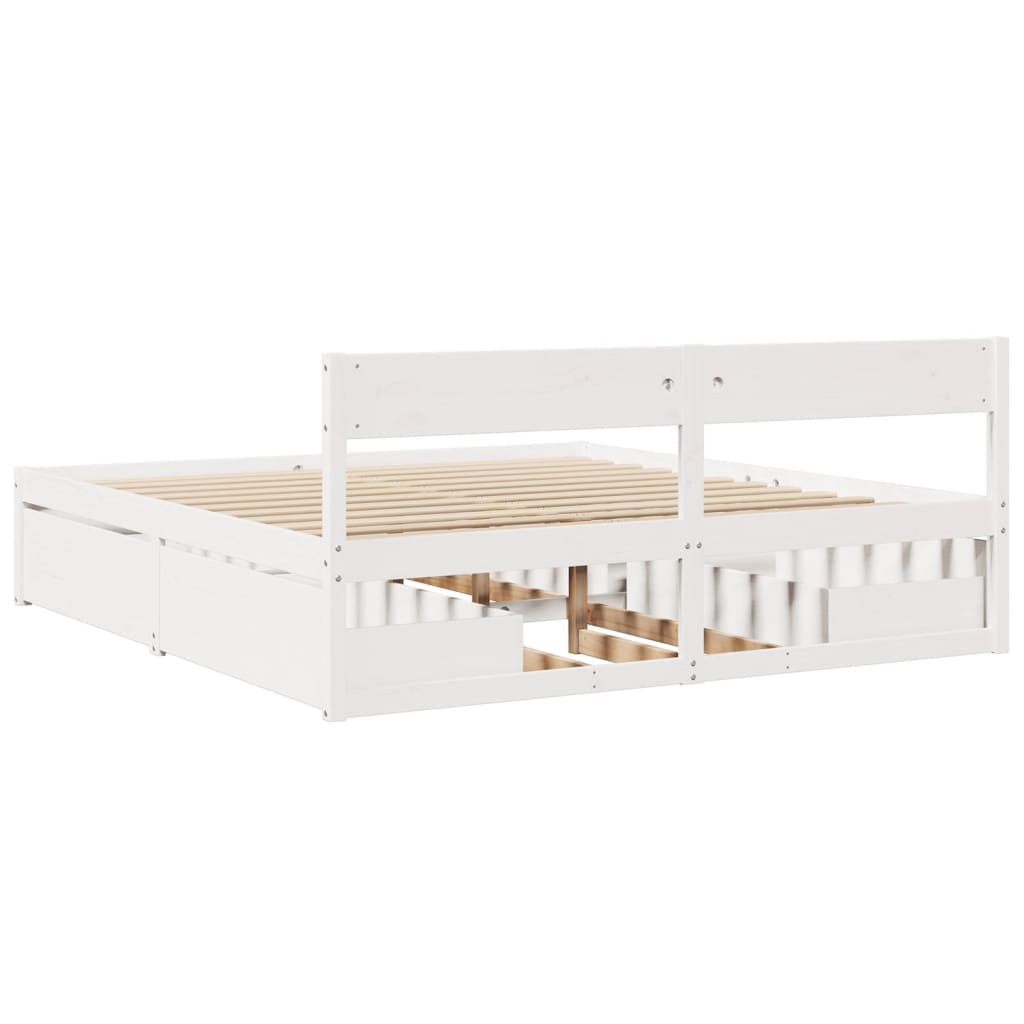 vidaXL Bed Frame without Mattress White 200x200 cm Solid Wood Pine