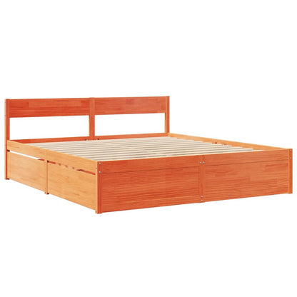 vidaXL Bed Frame without Mattress Wax Brown 200x200 cm Solid Wood Pine