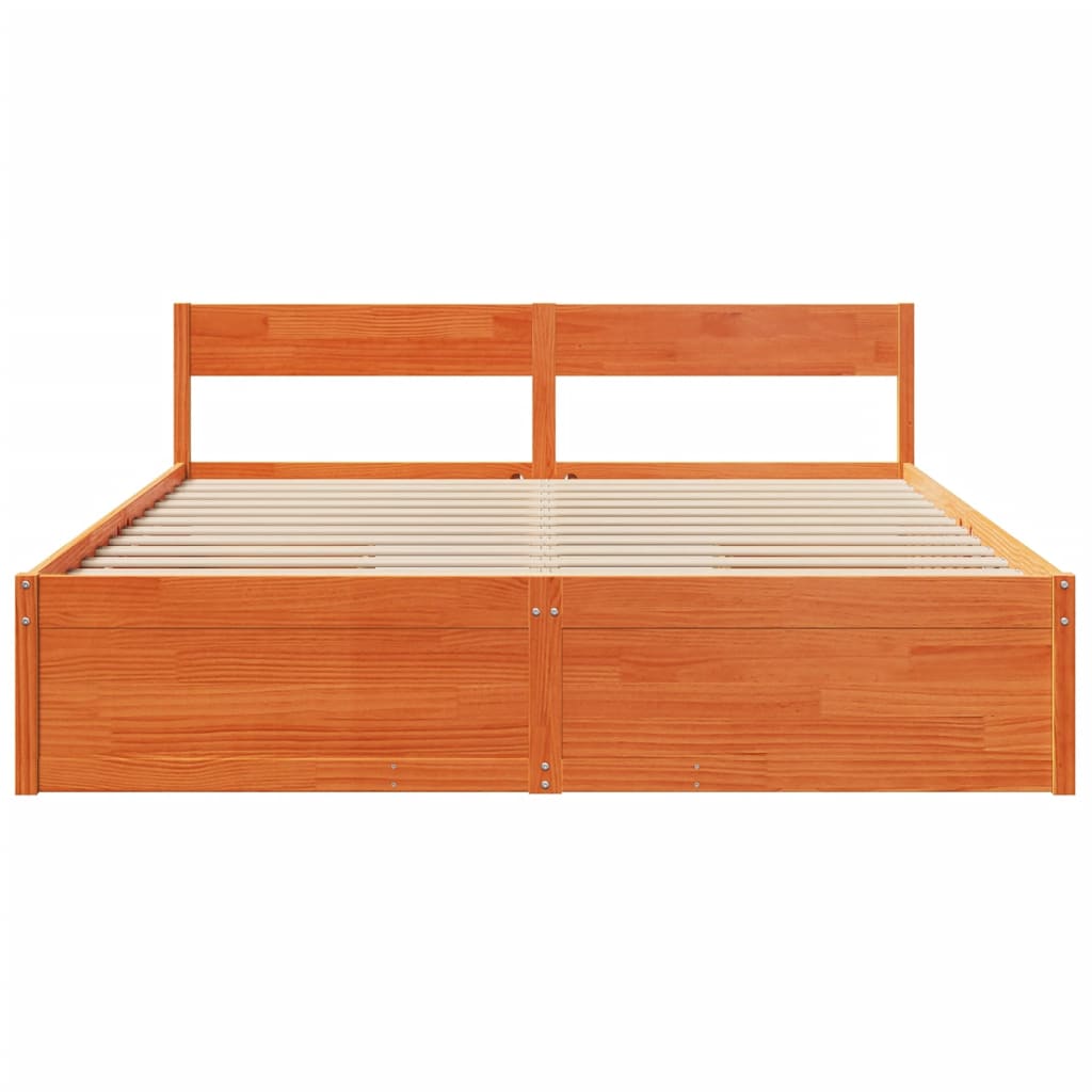 vidaXL Bed Frame without Mattress Wax Brown 200x200 cm Solid Wood Pine