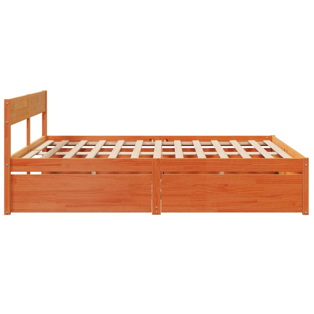 vidaXL Bed Frame without Mattress Wax Brown 200x200 cm Solid Wood Pine