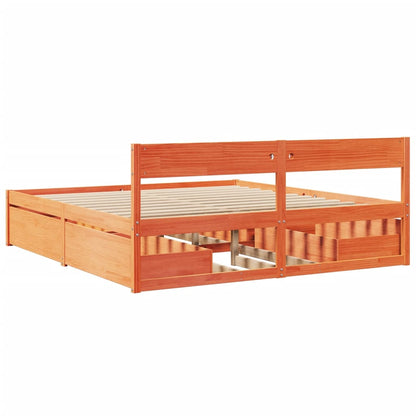 vidaXL Bed Frame without Mattress Wax Brown 200x200 cm Solid Wood Pine
