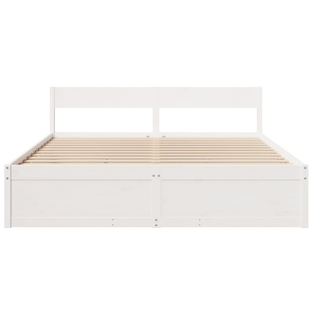 vidaXL Bed Frame without Mattress White 180x200 cm Super King Solid Wood Pine