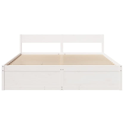 vidaXL Bed Frame without Mattress White 180x200 cm Super King Solid Wood Pine