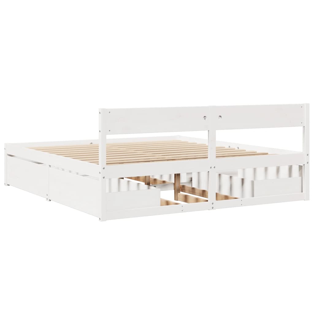 vidaXL Bed Frame without Mattress White 180x200 cm Super King Solid Wood Pine
