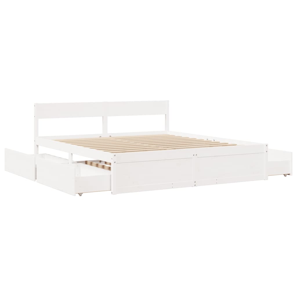 vidaXL Bed Frame without Mattress White 180x200 cm Super King Solid Wood Pine
