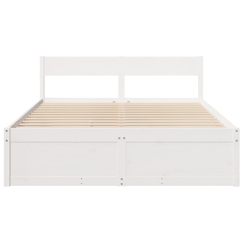 vidaXL Bed Frame without Mattress White 150x200 cm King Size Solid Wood Pine