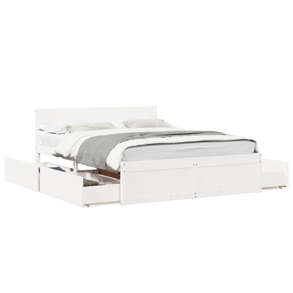 vidaXL Bed Frame without Mattress White 140x200 cm Solid Wood Pine