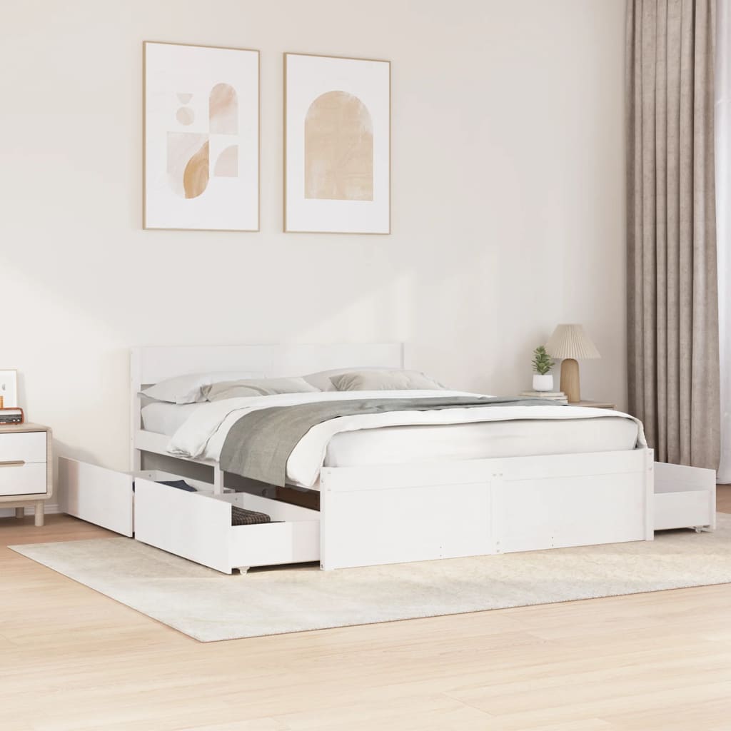 vidaXL Bed Frame without Mattress White 140x200 cm Solid Wood Pine