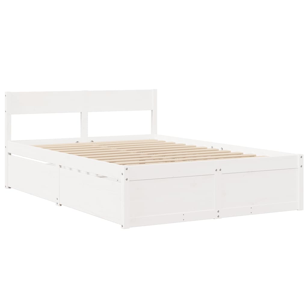 vidaXL Bed Frame without Mattress White 135x190 cm Double Solid Wood Pine