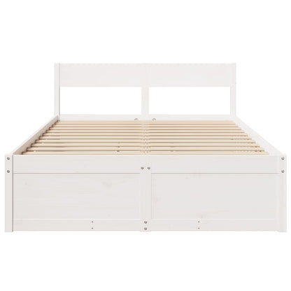 vidaXL Bed Frame without Mattress White 135x190 cm Double Solid Wood Pine