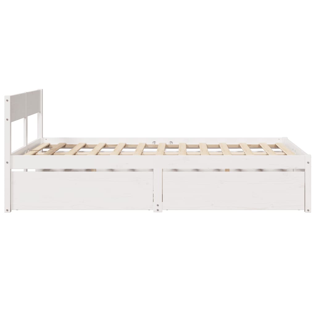 vidaXL Bed Frame without Mattress White 135x190 cm Double Solid Wood Pine