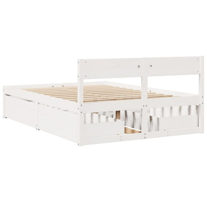 vidaXL Bed Frame without Mattress White 135x190 cm Double Solid Wood Pine