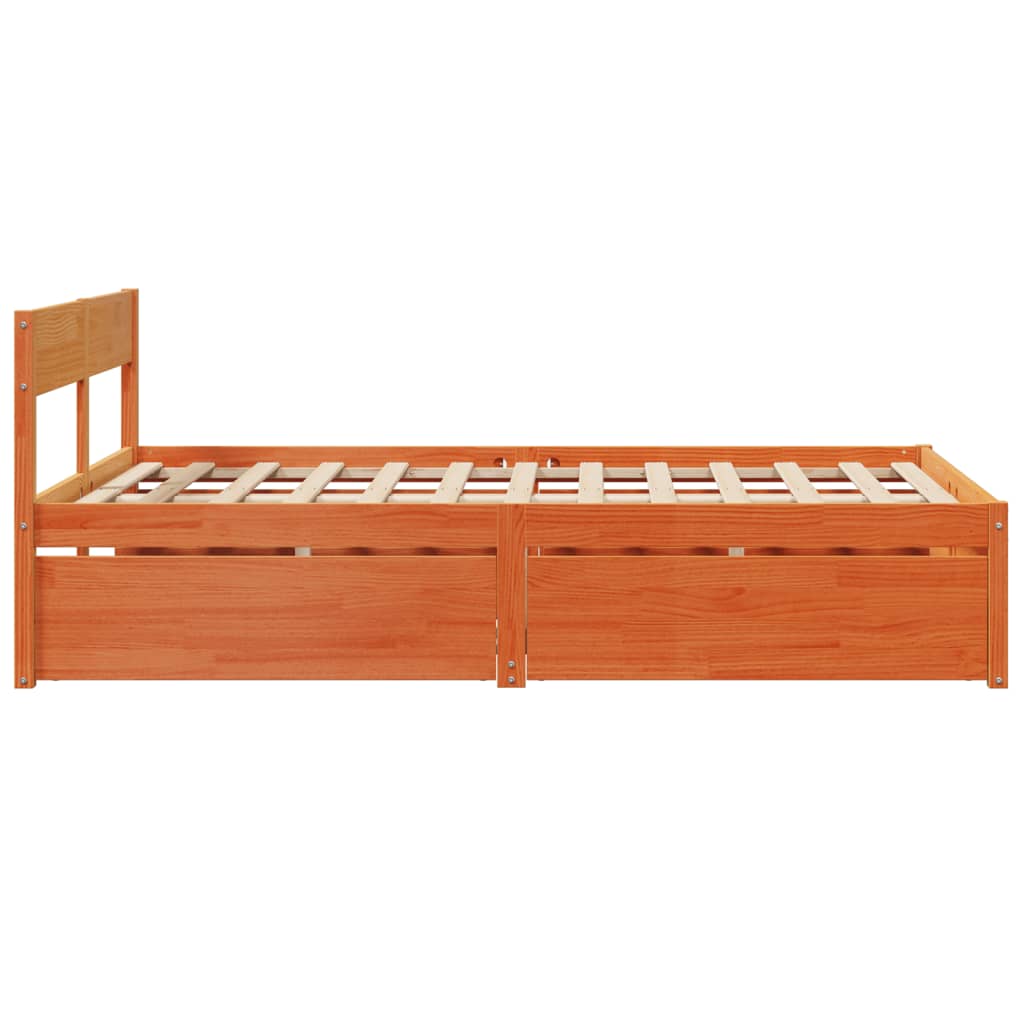 vidaXL Bed Frame without Mattress Wax Brown 120x190 cm Small Double Solid Wood Pine