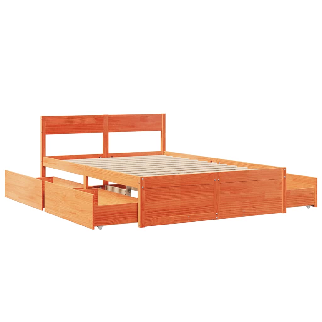 vidaXL Bed Frame without Mattress Wax Brown 120x190 cm Small Double Solid Wood Pine
