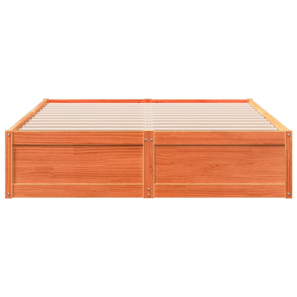 vidaXL Bed Frame without Mattress Wax Brown 150x200 cm King Size Solid Wood Pine