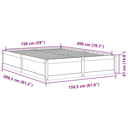vidaXL Bed Frame without Mattress Wax Brown 150x200 cm King Size Solid Wood Pine