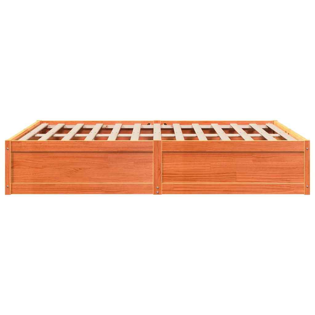 vidaXL Bed Frame without Mattress Wax Brown 140x190 cm Solid Wood Pine
