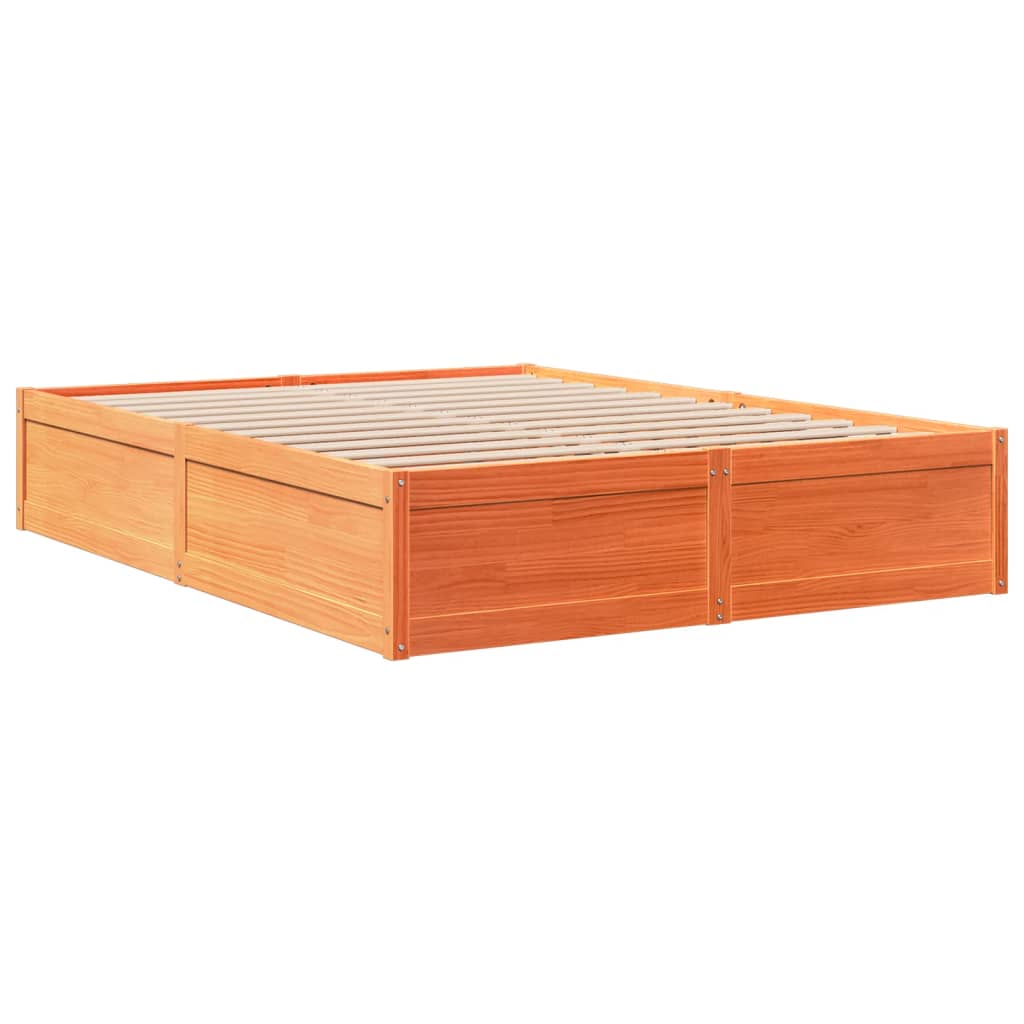 vidaXL Bed Frame without Mattress Wax Brown 140x190 cm Solid Wood Pine
