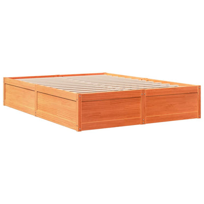 vidaXL Bed Frame without Mattress Wax Brown 140x190 cm Solid Wood Pine